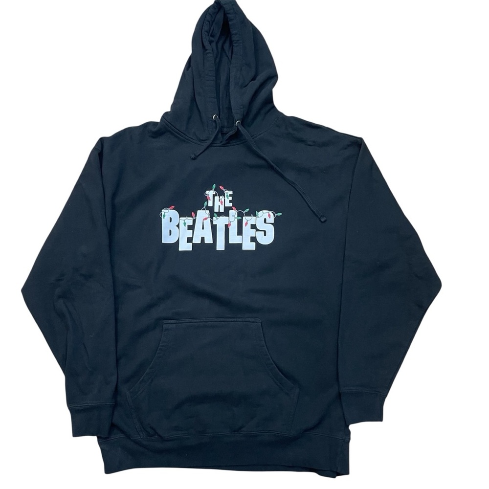 The Beatles Holiday Hoodie 2X Black Christmas Lights Sweatshirt Band Rock Classy